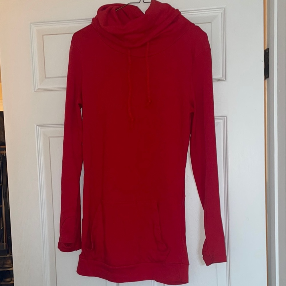 Red Women's Cowl Neck Top